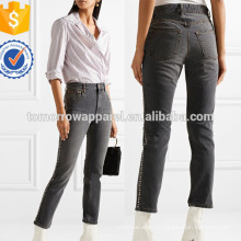 Jeans à taille haute à ornements de cristal fabriqués en gros vêtements pour femmes (TA3060P)
